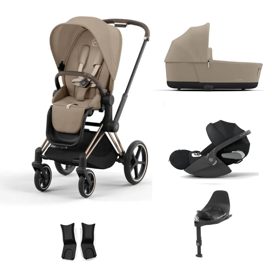 Cybex Priam (Cloud T Plus) Bundles - Rose Gold/Cozy Beige/Sepia Black