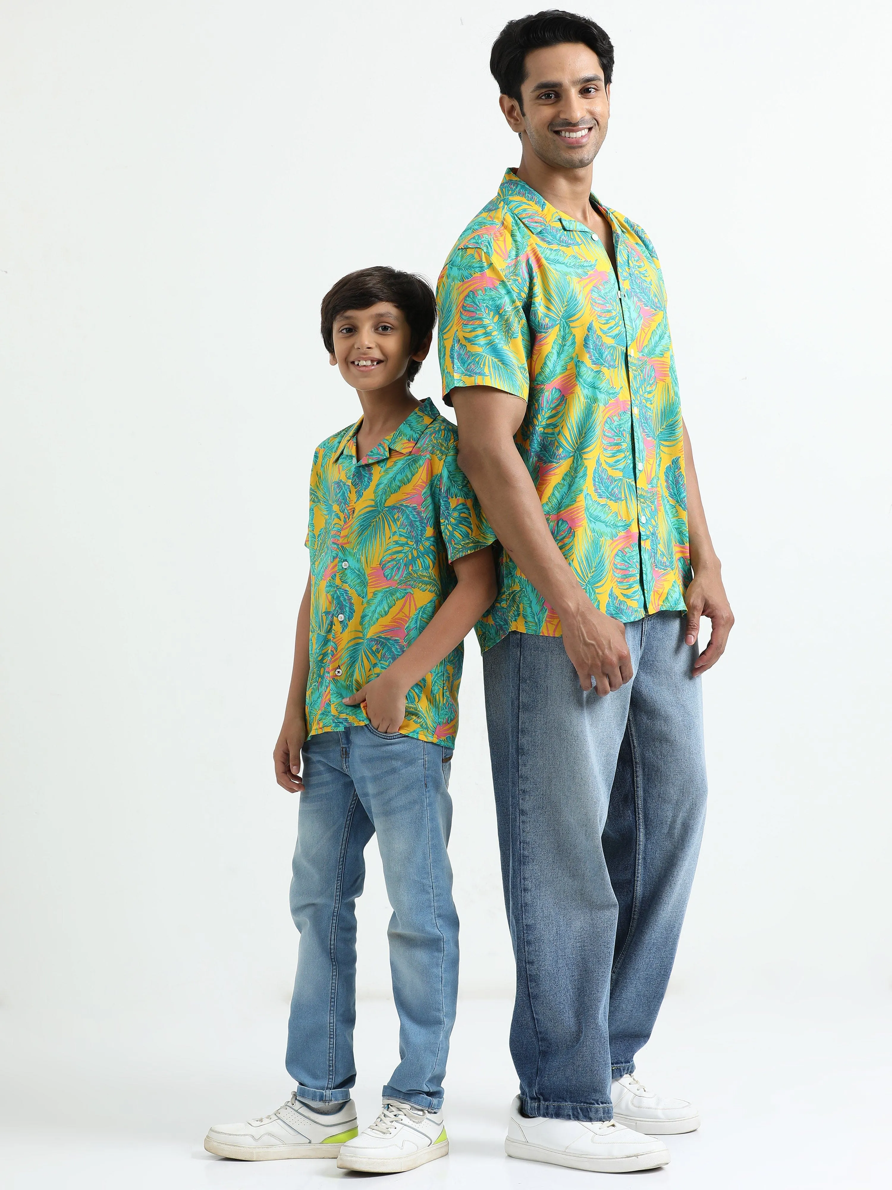 Dad & Son Tropical Printed Twinning Shirt Yellow