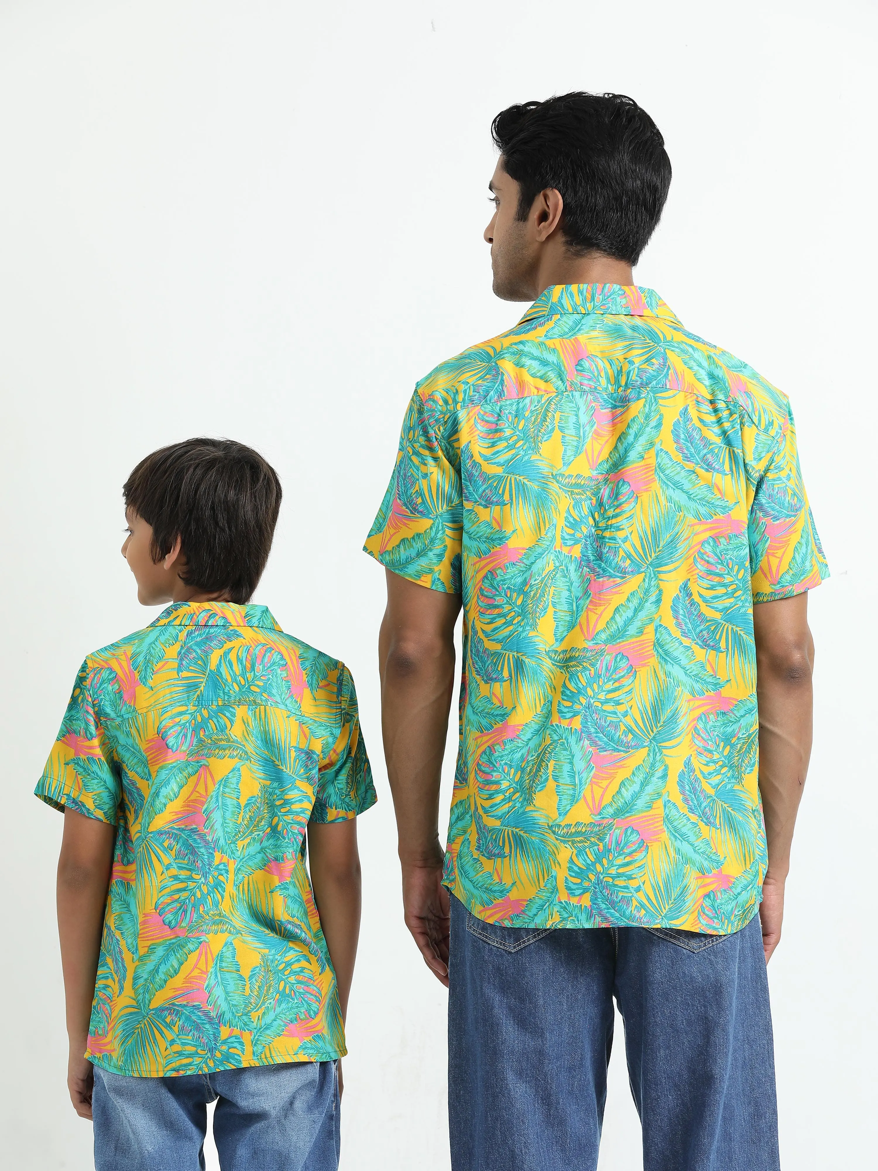 Dad & Son Tropical Printed Twinning Shirt Yellow