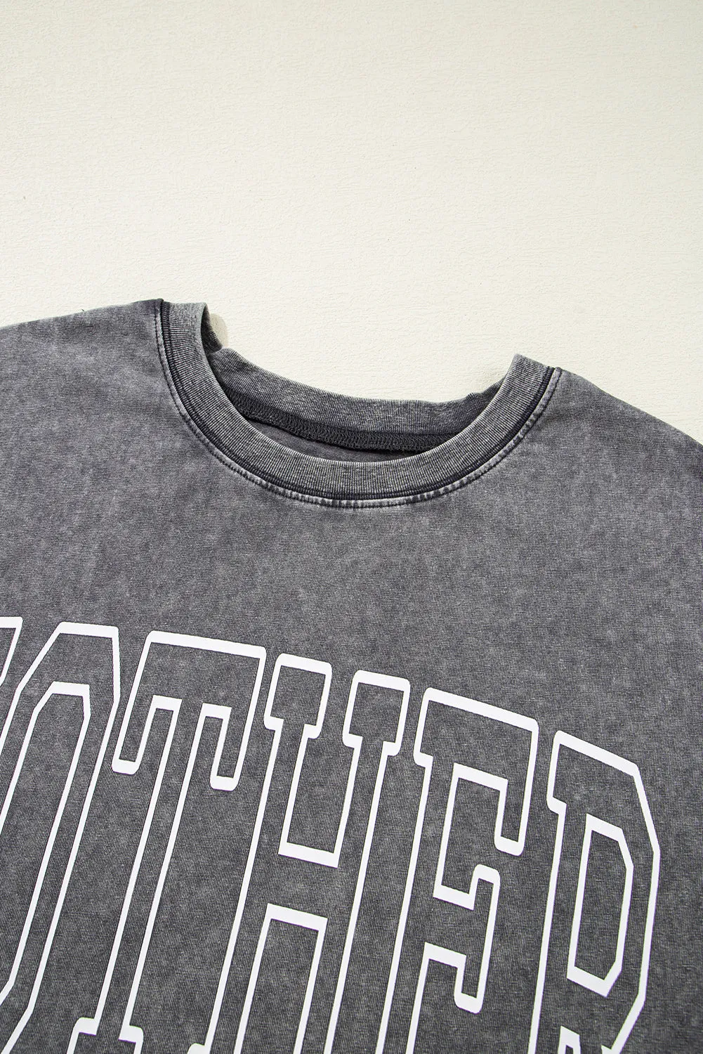 Dark Grey MOTHER Graphic Mineral Wash Oversized T Shirt