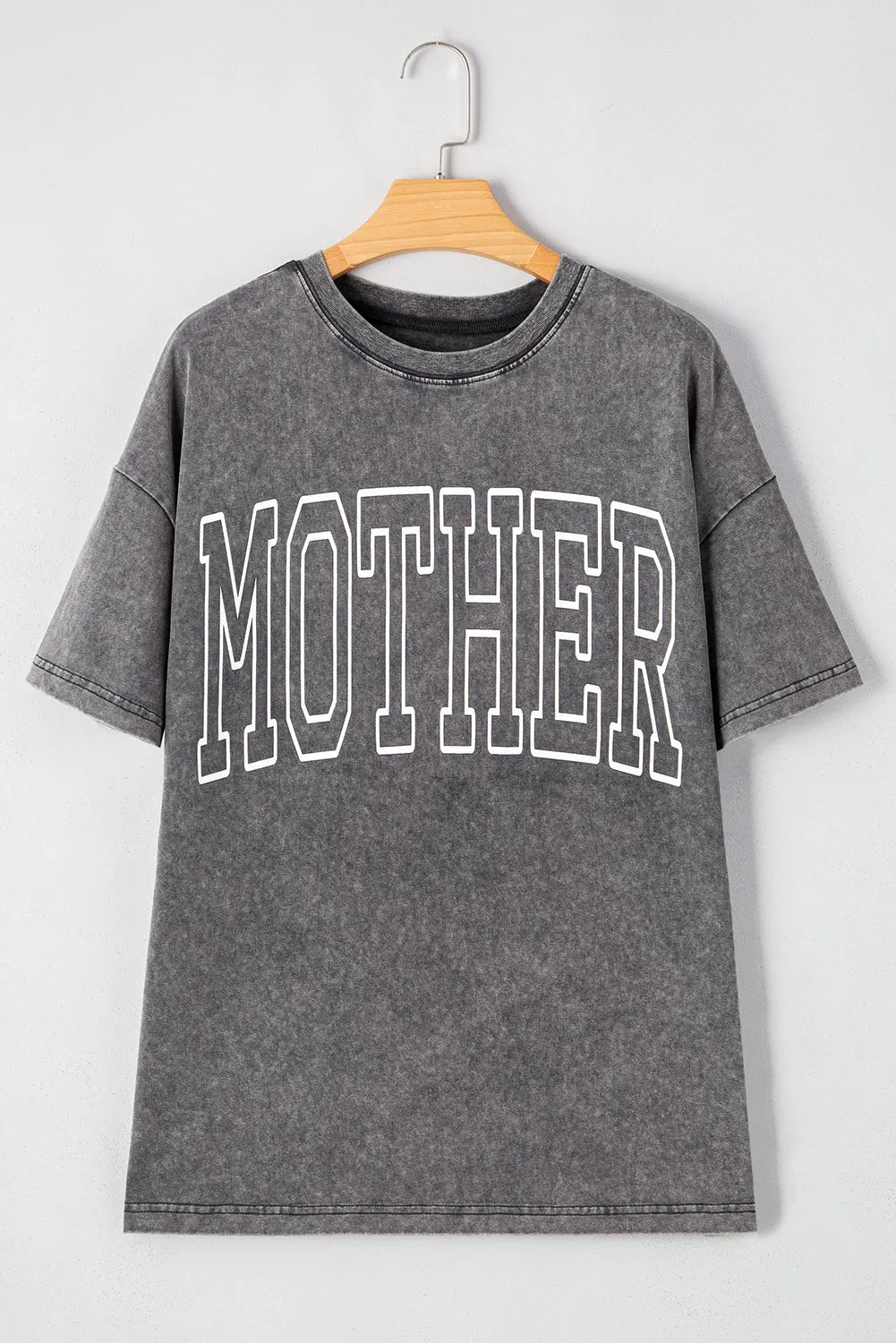 Dark Grey MOTHER Graphic Mineral Wash Oversized T Shirt