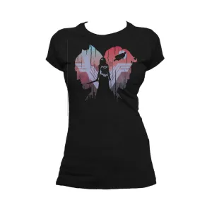 DC Batman V Superman Wonder Woman Logo Stencil Trinity Official Women's T-shirt (Black)