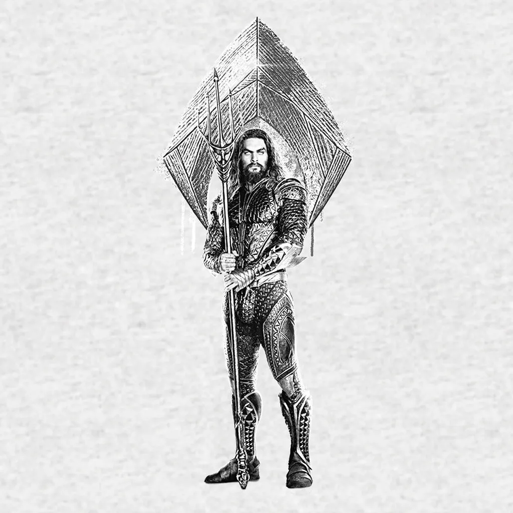 DC Justice League Logo Aquaman Trident Official Women's T-shirt (Heather Grey)