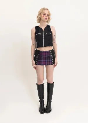 Dead stock tartan micro mini skirt- purple