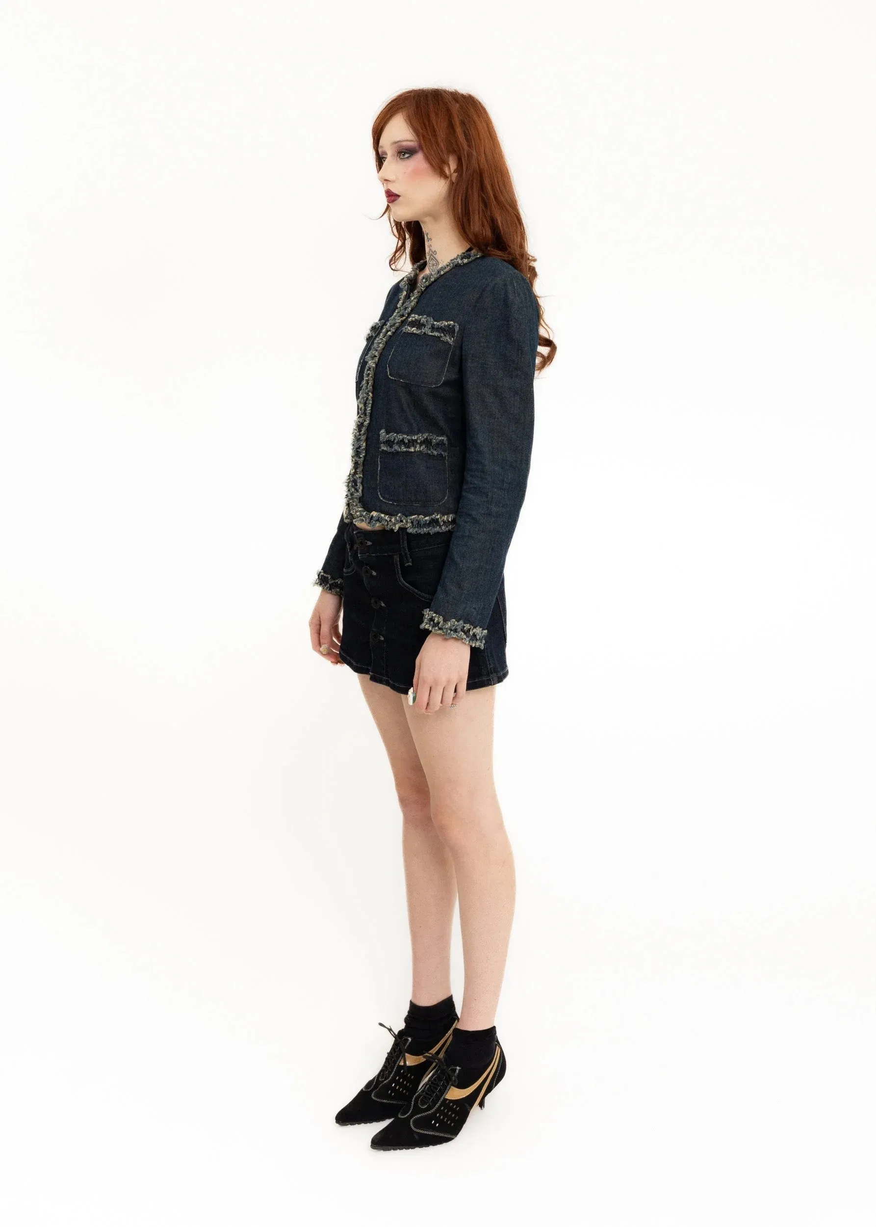 Denim micro mini skirt