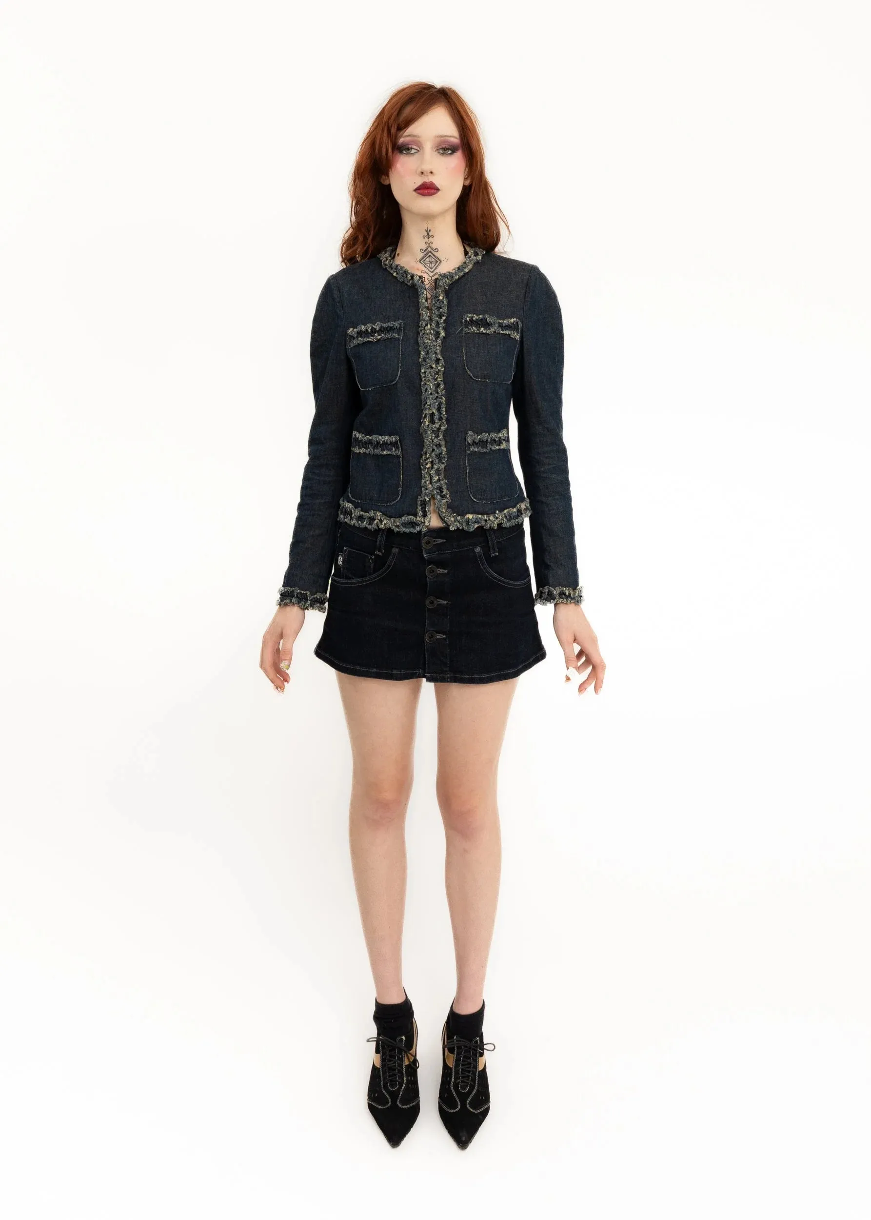 Denim micro mini skirt