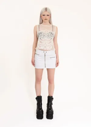 Denim mini skirt with silver hardware