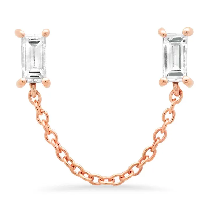 Diamond Baguette Chain Studs