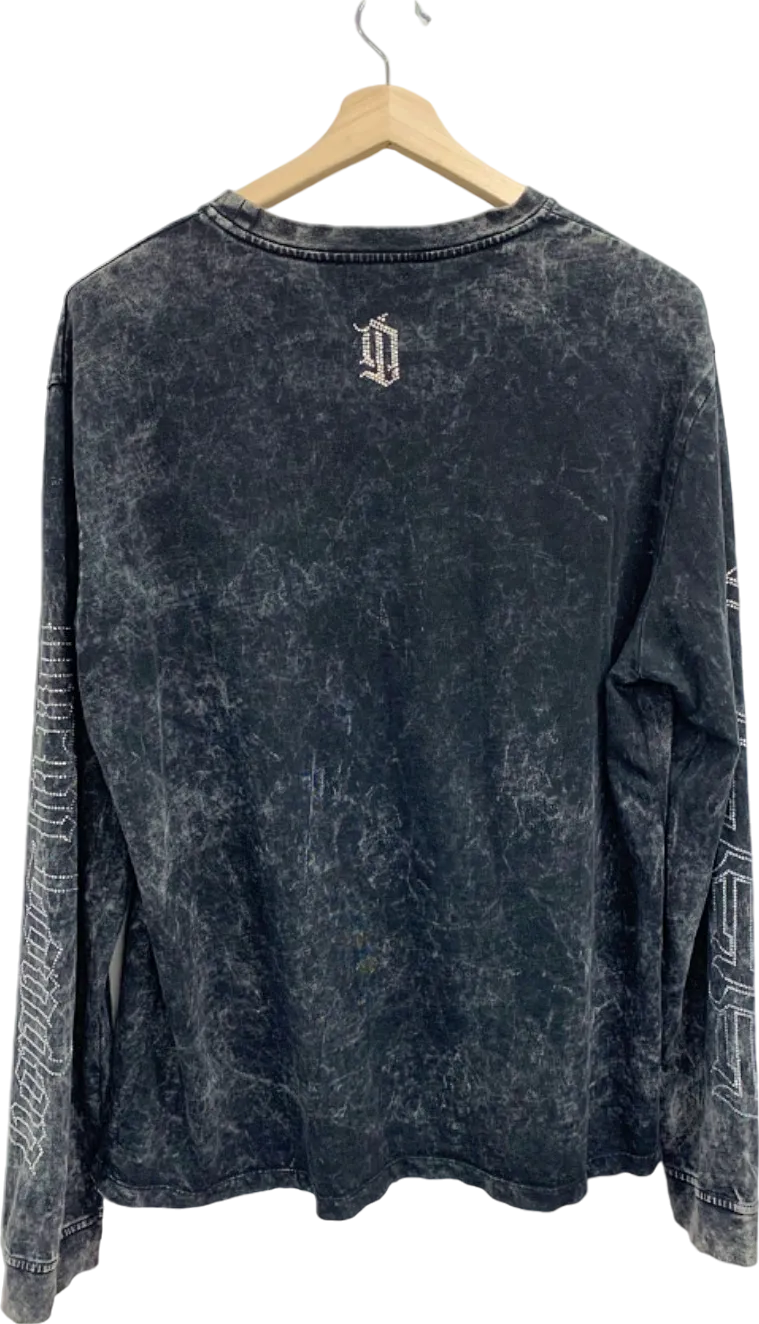 Dirty London Grey Distressed Long Sleeve T-Shirt UK XL