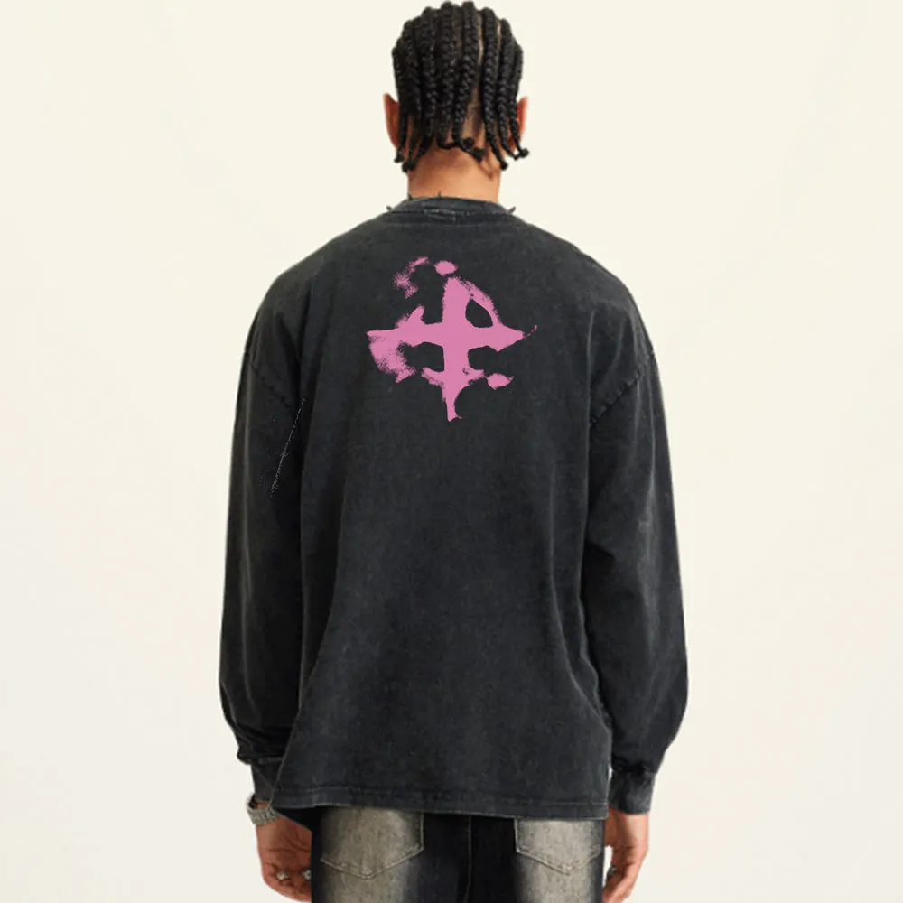 Distressed Graffiti Washed Sweatshirt