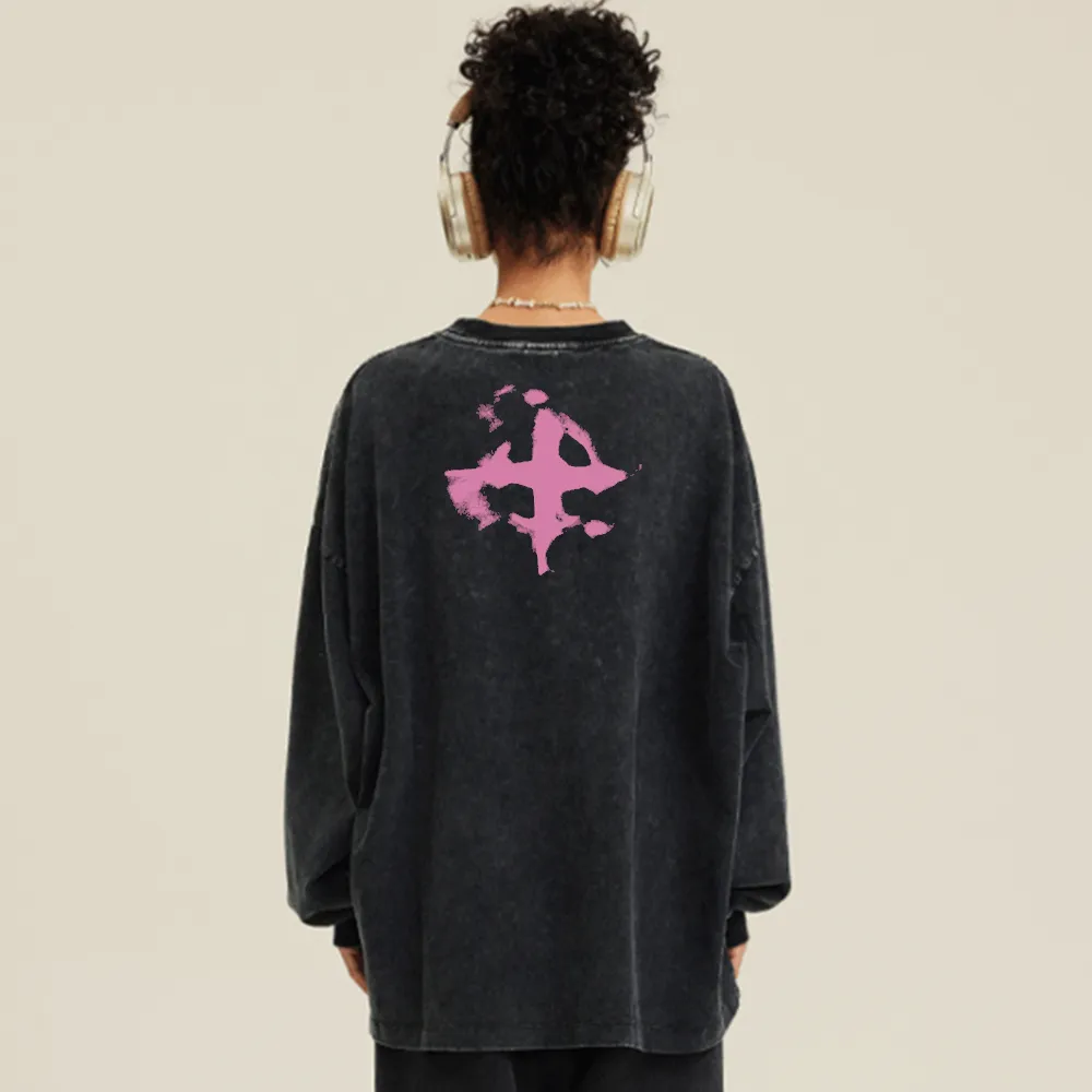 Distressed Graffiti Washed Sweatshirt