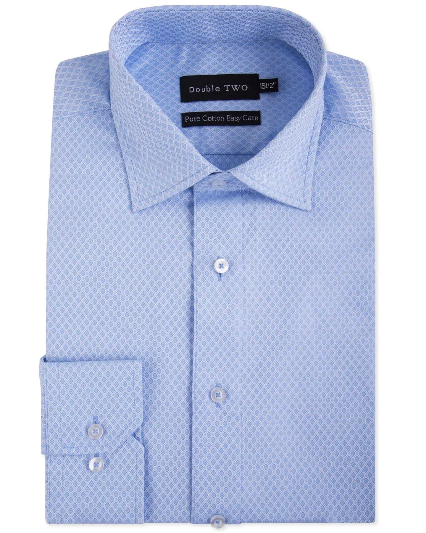 Double Two Mens Pure Cotton Patterned LS Shirts in Collar 15 to 23 Inches, Multiple Options