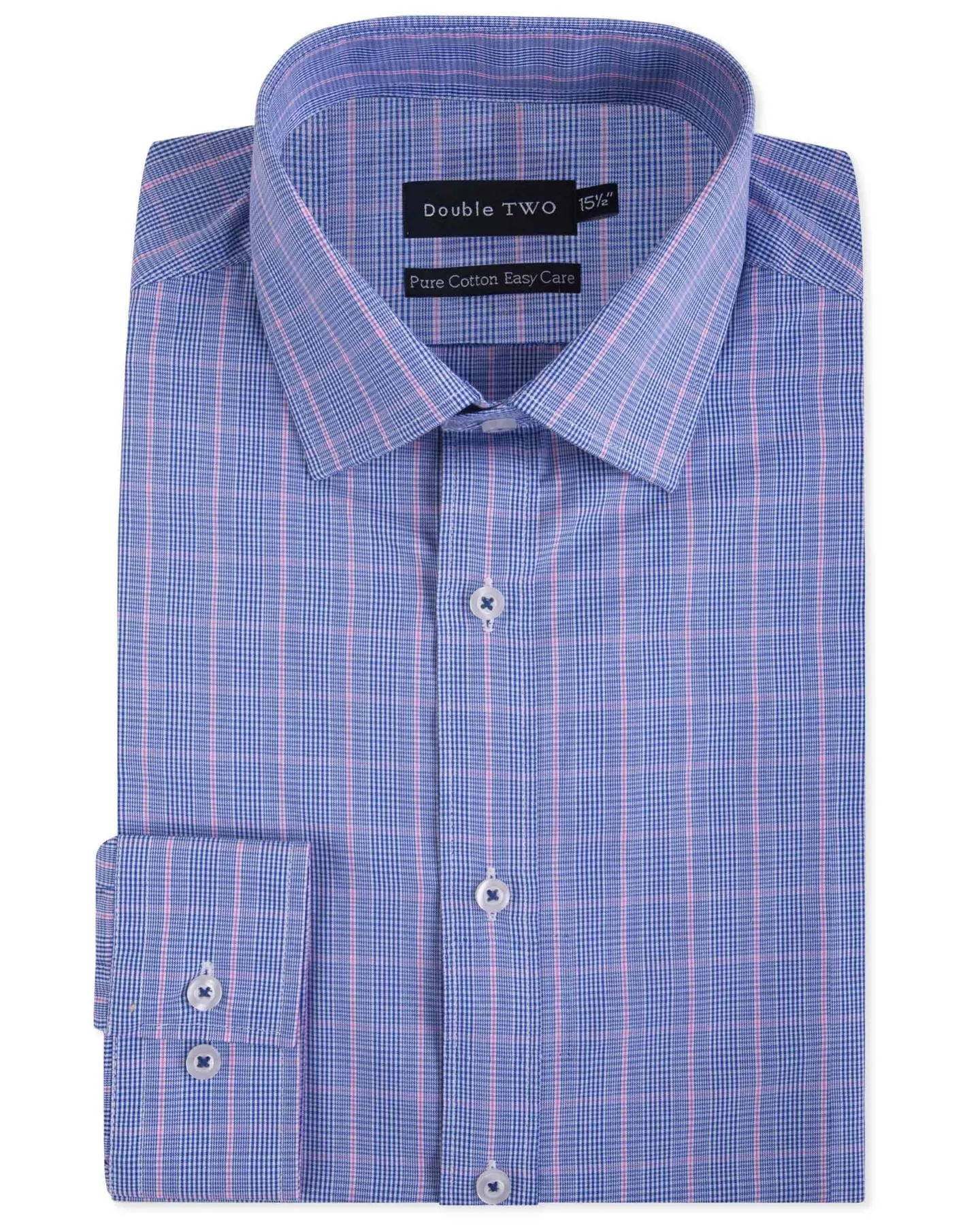 Double Two Mens Pure Cotton Patterned LS Shirts in Collar 15 to 23 Inches, Multiple Options