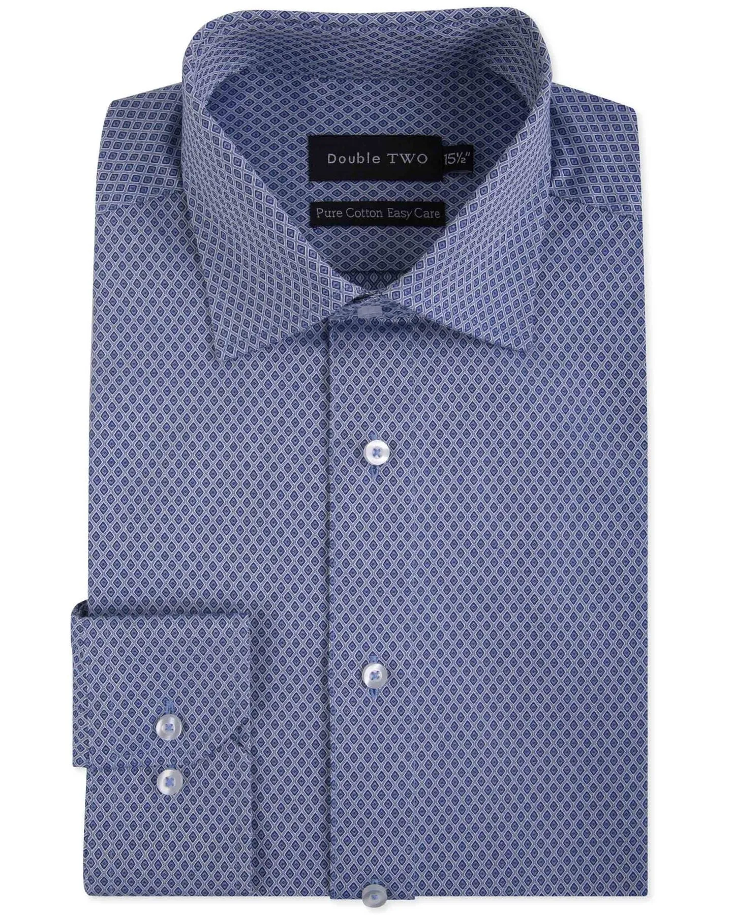 Double Two Mens Pure Cotton Patterned LS Shirts in Collar 15 to 23 Inches, Multiple Options