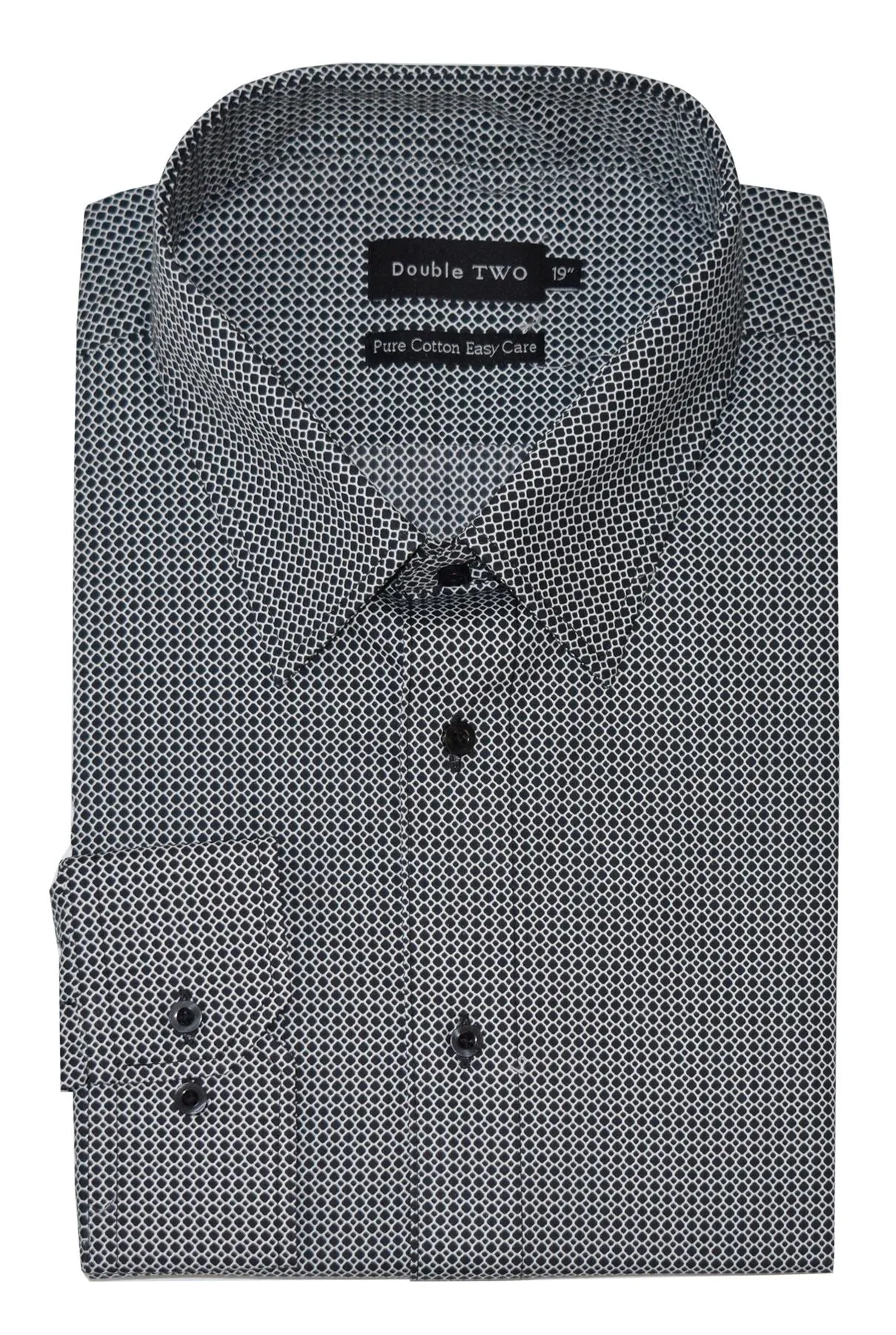 Double Two Mens Pure Cotton Patterned LS Shirts in Collar 15 to 23 Inches, Multiple Options