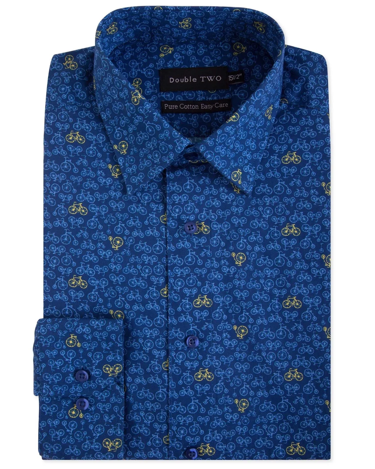 Double Two Mens Pure Cotton Patterned LS Shirts in Collar 15 to 23 Inches, Multiple Options
