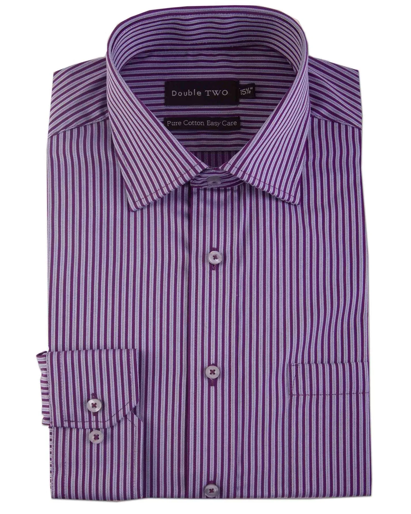 Double Two Mens Pure Cotton Patterned LS Shirts in Collar 15 to 23 Inches, Multiple Options