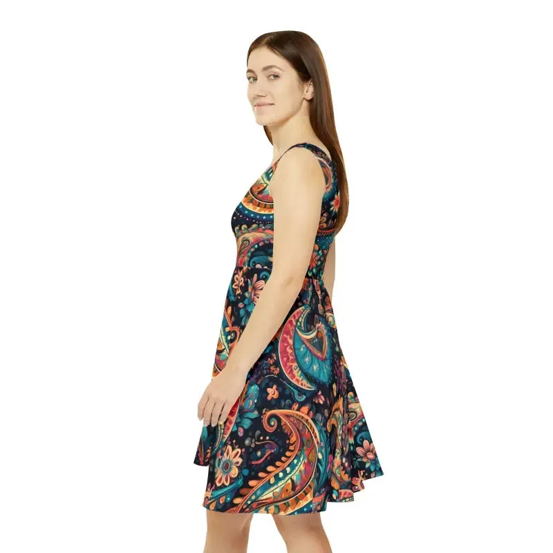 Eco Chic Paisley Skater Dress for Bold Women