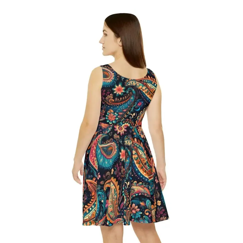 Eco Chic Paisley Skater Dress for Bold Women