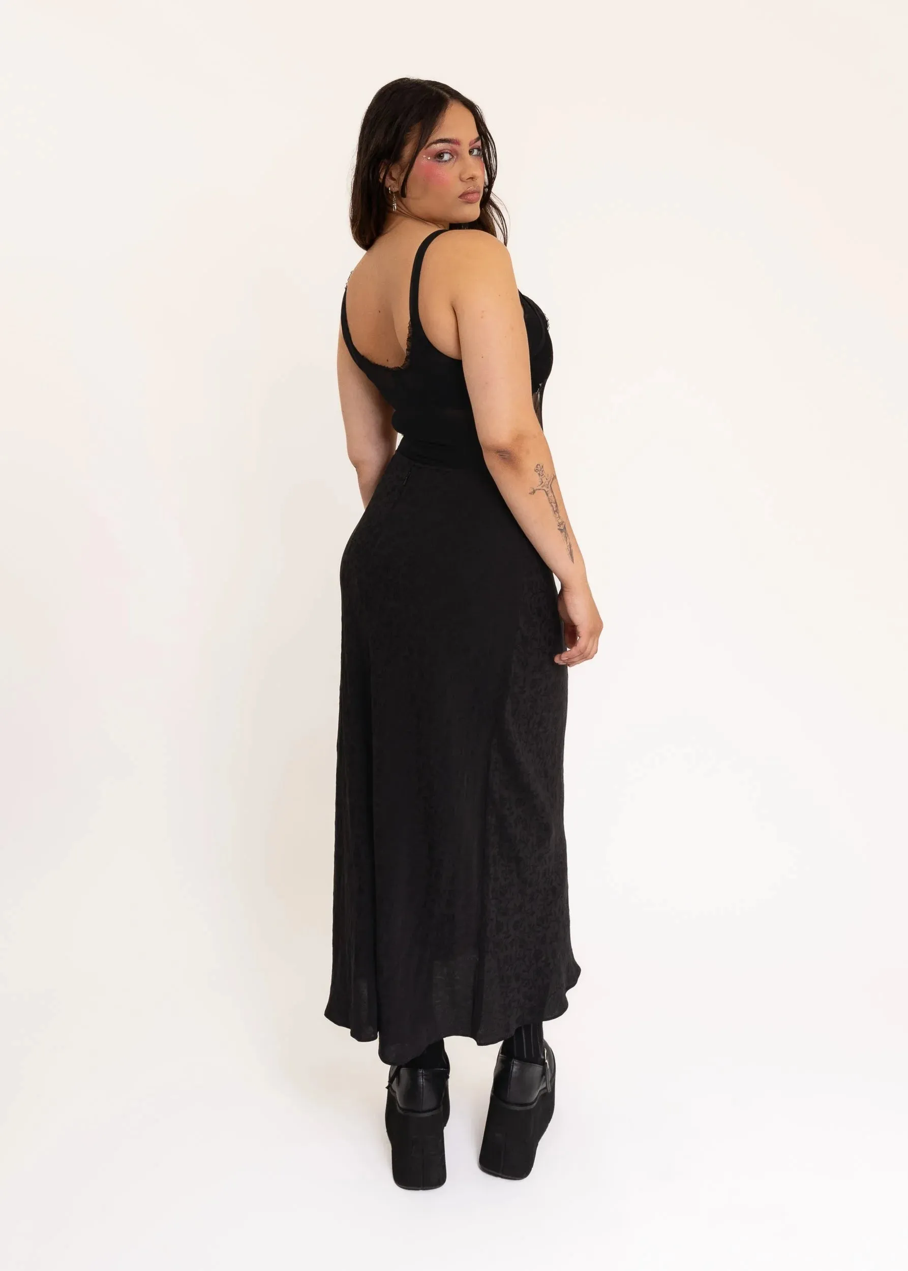 Embossed Silk Maxi Skirt