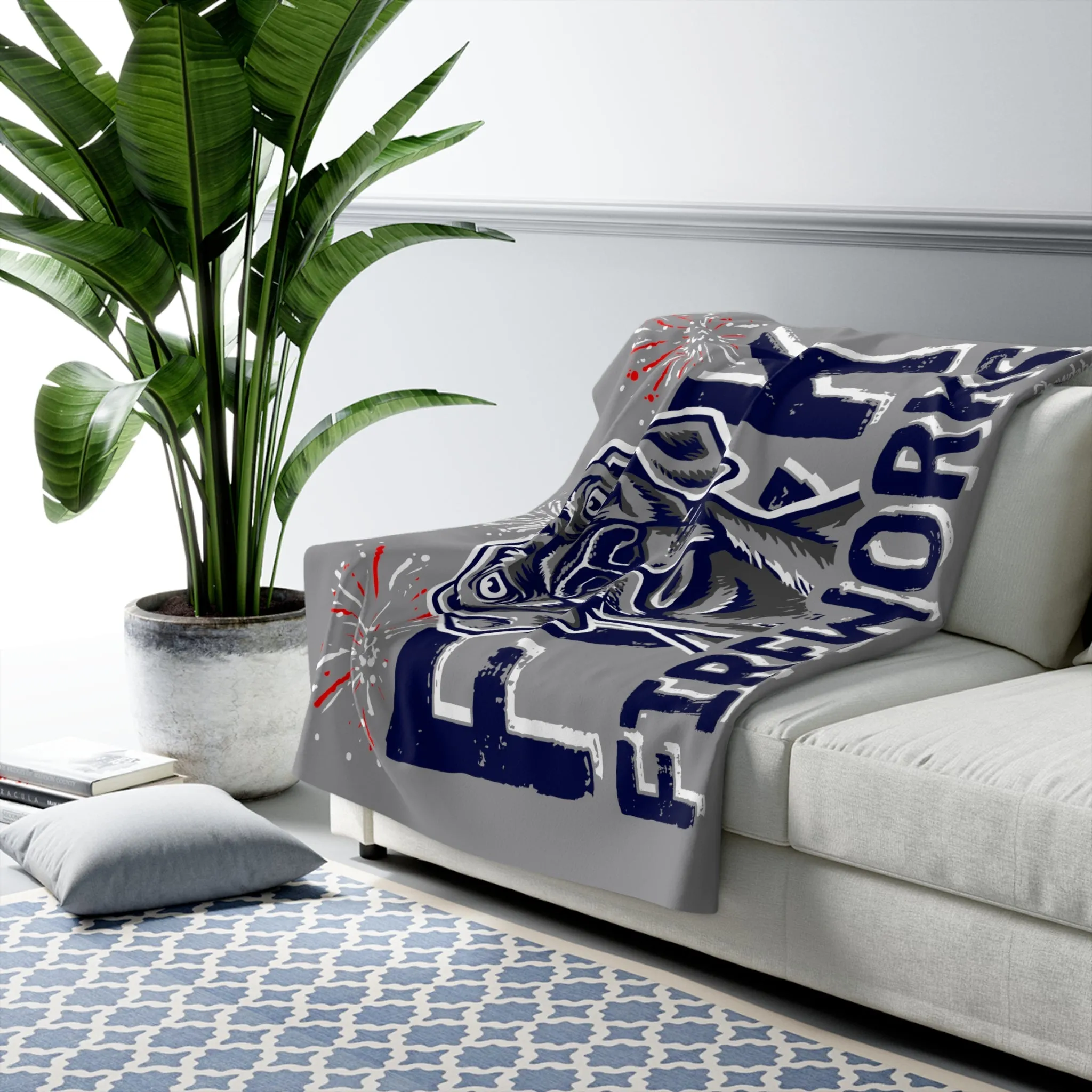 F-Fireworks Sherpa Fleece Blanket
