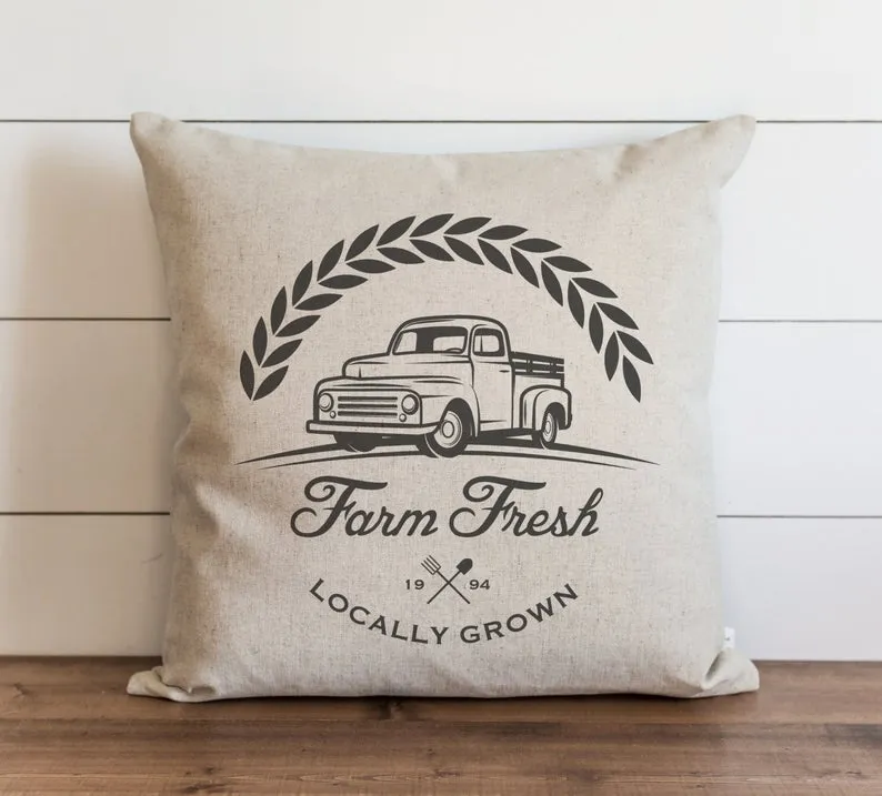 Fall Pillow Cover // Farm Fresh Locally Grown