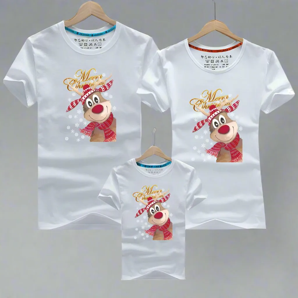 Family Matching Christmas T-Shirts – Adorable Reindeer Design