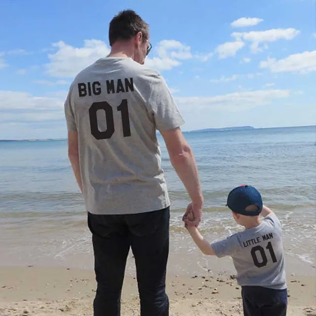 Family  matching Look outfits father and son big / little man Dad / baby summer T-shirt