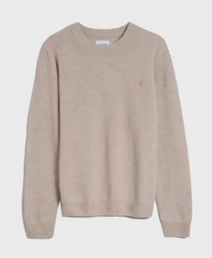 Farah Birchall Crewneck Lambswool Knitted Sweatshirt Straw Beige