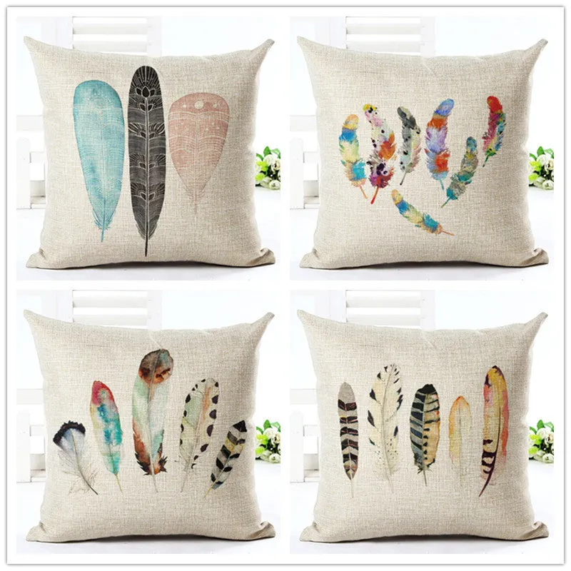 Feather Style 45*45cm Square Home Decorative Pillow Music Note Printed Throw Pillows Car Home Decor Cushion