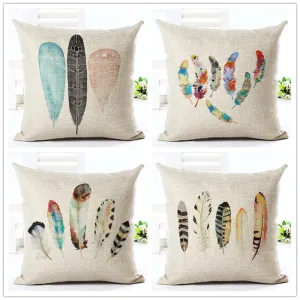 Feather Style 45*45cm Square Home Decorative Pillow Music Note Printed Throw Pillows Car Home Decor Cushion