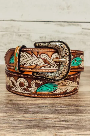 Feather Tooled Belt