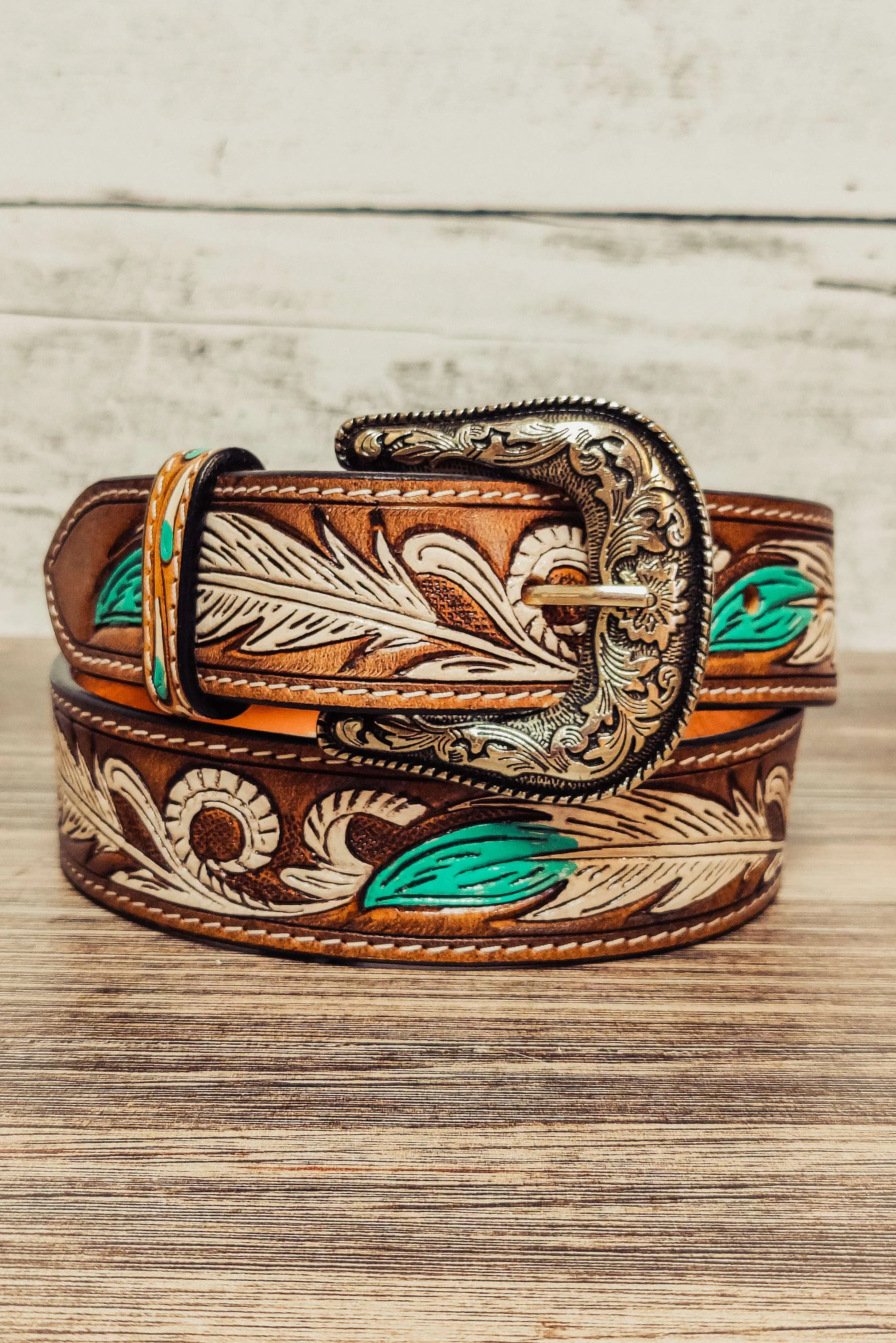 Feather Tooled Belt