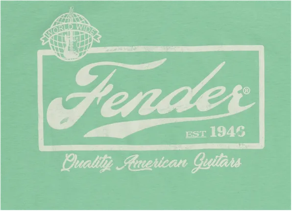 Fender® Beer Label Men's Ringer Tee, Sea Foam Green/White