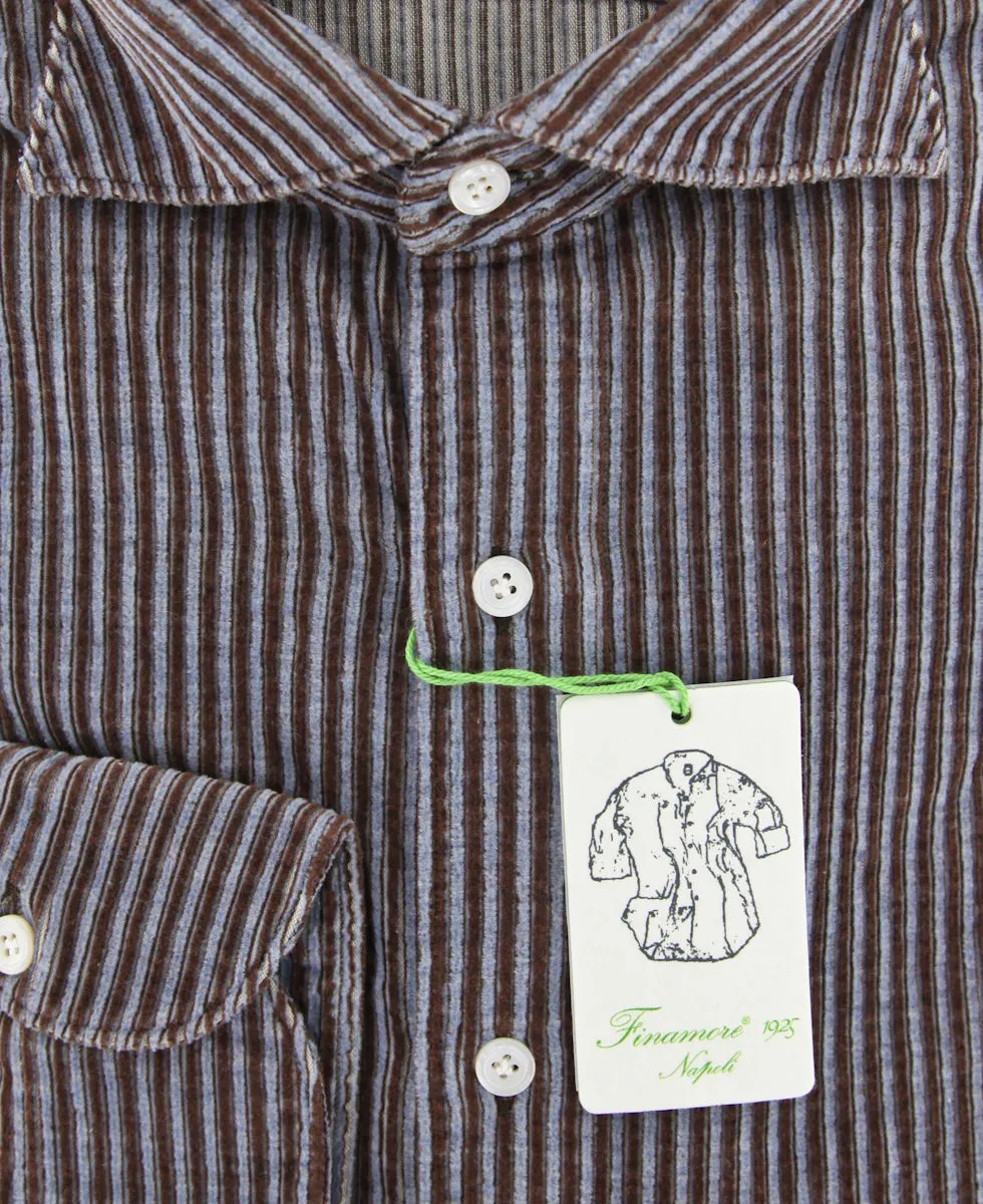 Finamore Napoli Brown Shirt - Extra Slim