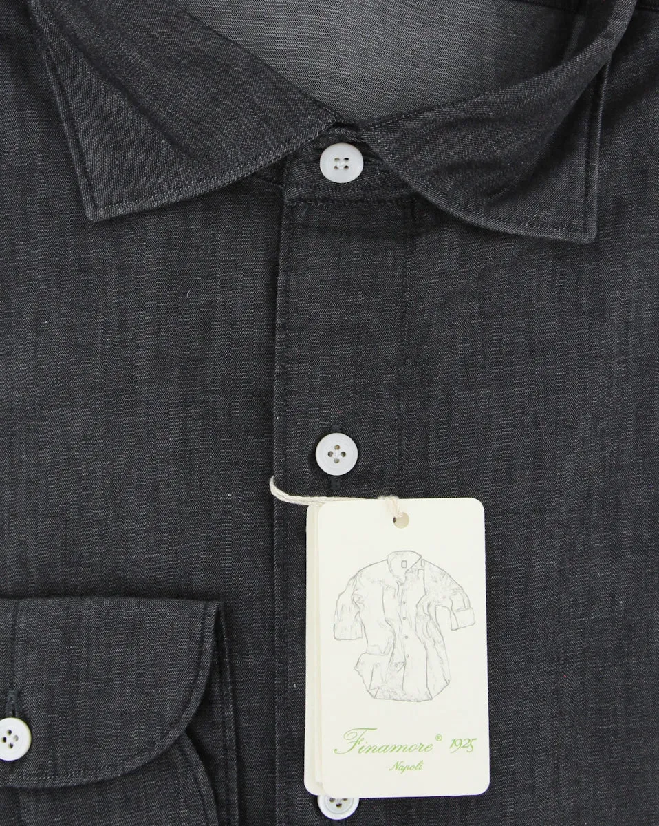 Finamore Napoli Charcoal Gray Shirt - Extra Slim