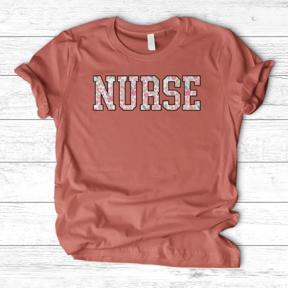 ''Floral Nurse'' T-Shirt