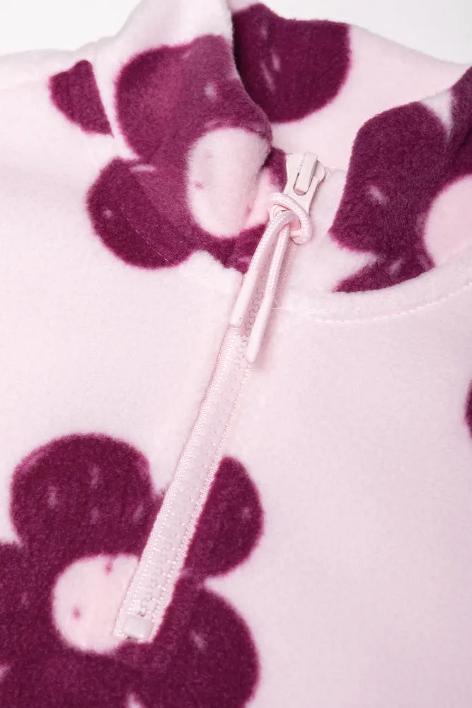 Flower Quarter Zip Tracktop Pink