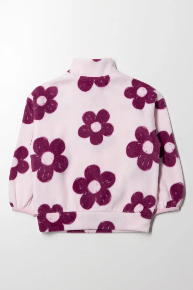 Flower Quarter Zip Tracktop Pink