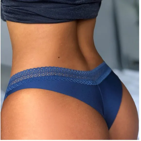 French ACOUSMA Paris Women Satin Sexy Back Thongs Panty Underwear Seamless Thong