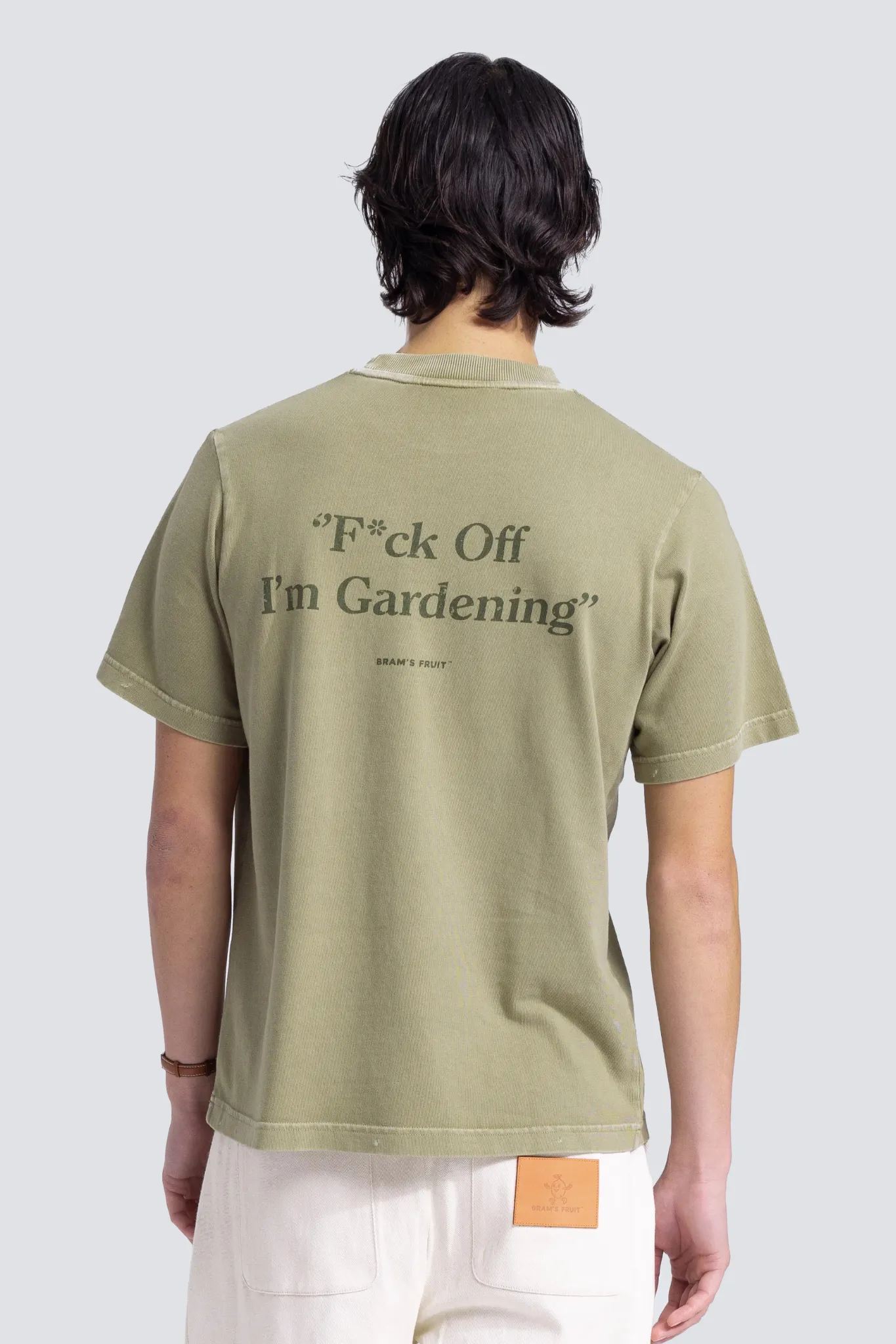 FUCK OFF T-SHIRT DISTRESSED - WASHED OLIVE GREEN