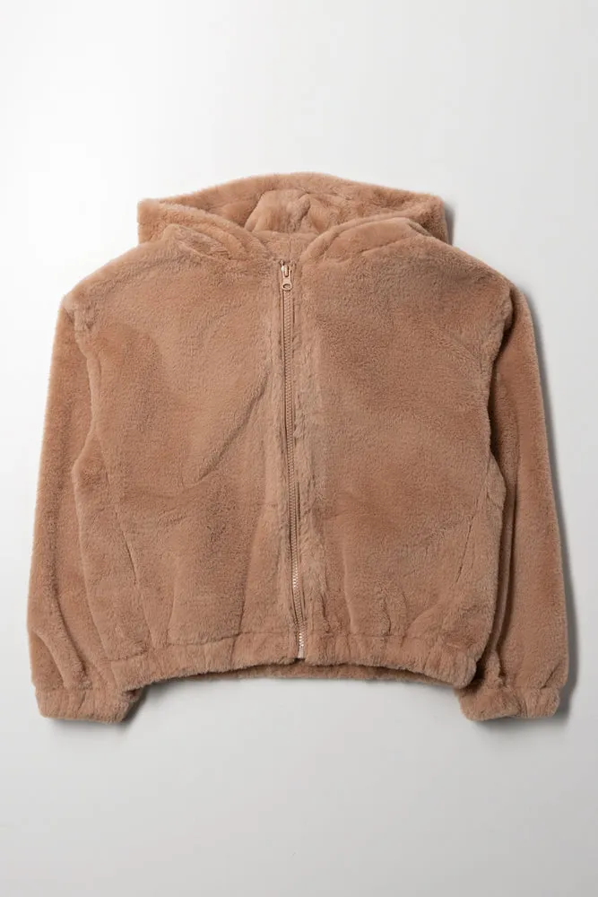 Fur Hoodie Brown