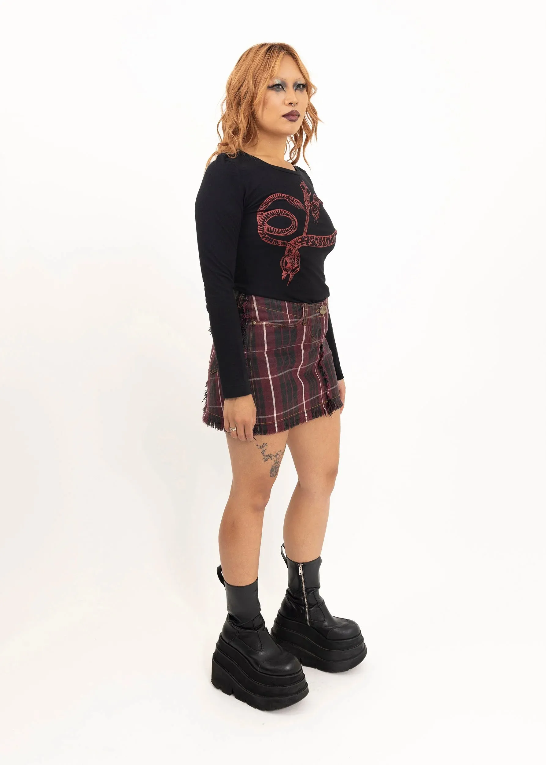FW 1998 Tartan denim mini skirt