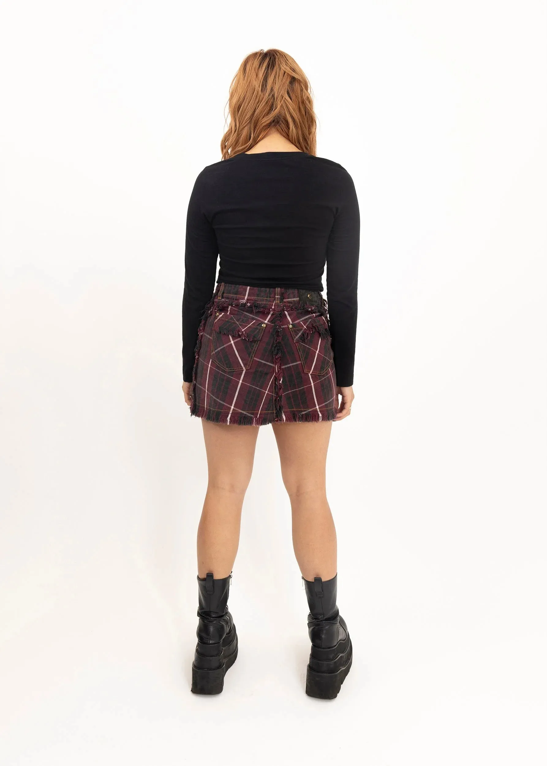 FW 1998 Tartan denim mini skirt