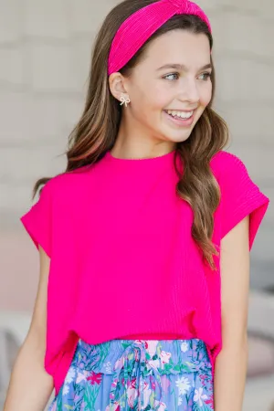 Girls: The Dina Fuchsia Pink Ribbed Top