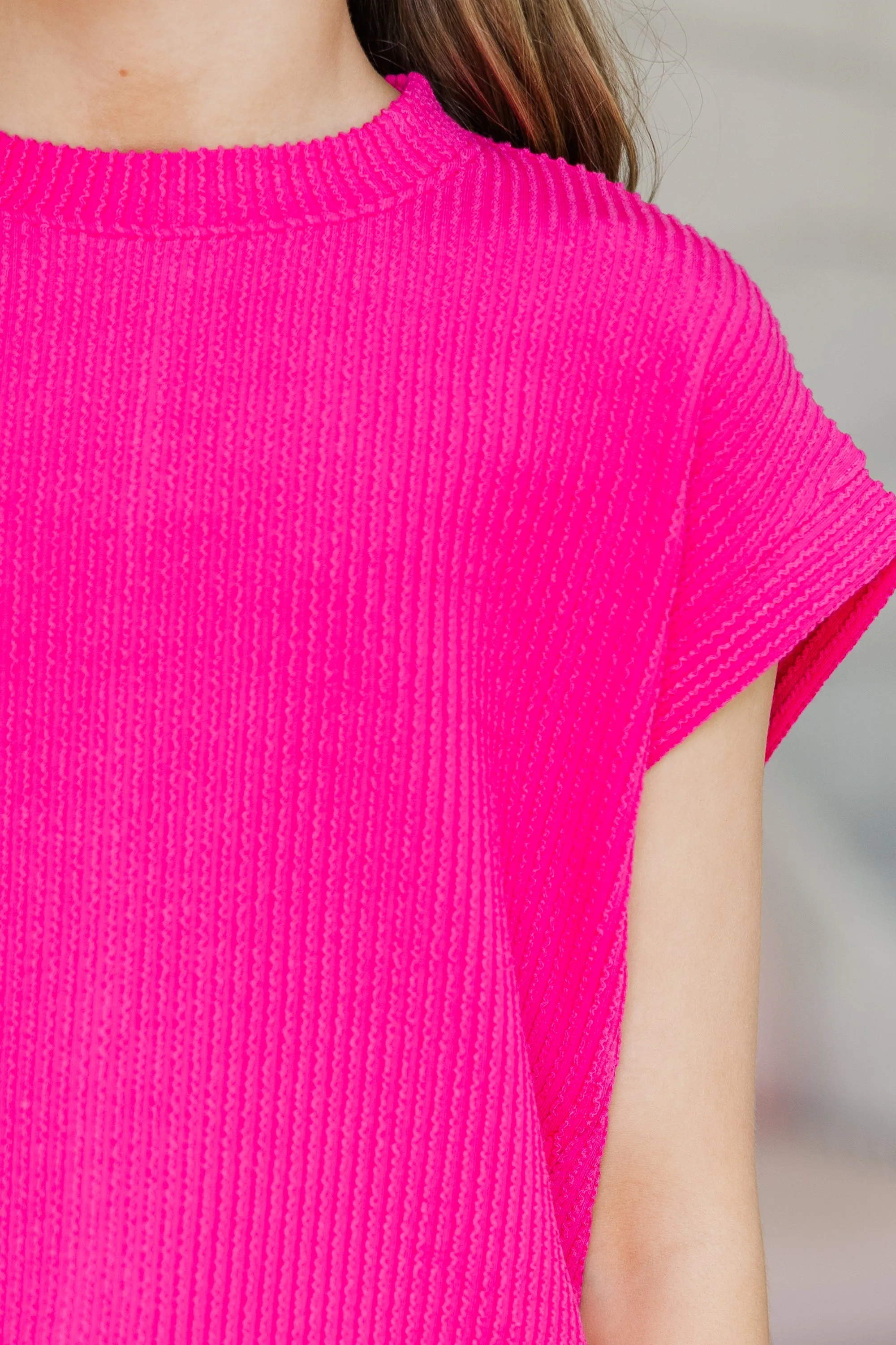 Girls: The Dina Fuchsia Pink Ribbed Top