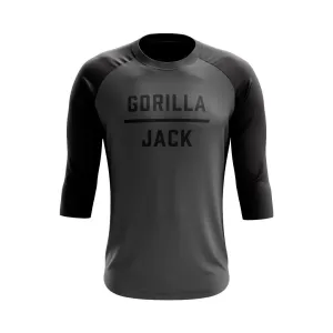 GJ 3/4 Sleeve Baseball Tee - Black/Heather Grey (Unisex)