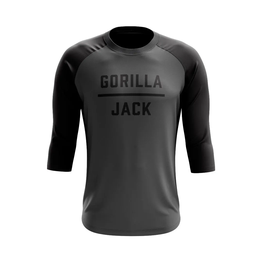 GJ 3/4 Sleeve Baseball Tee - Black/Heather Grey (Unisex)