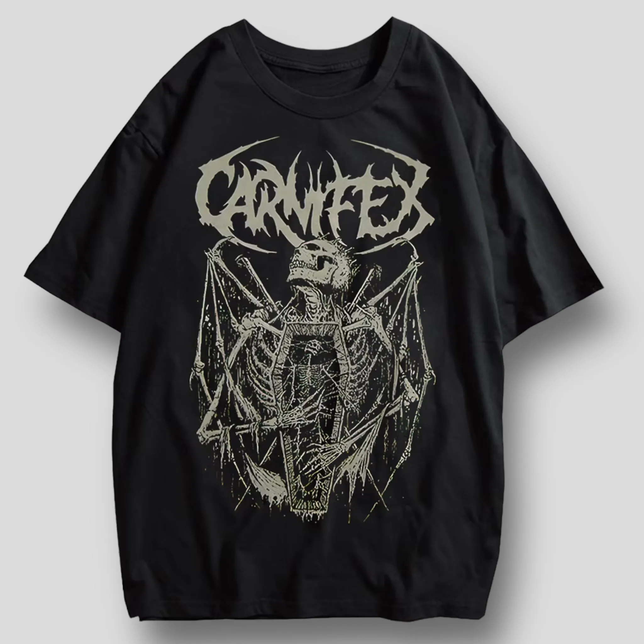 Grave Embrace: Oversized Gothic Graphic Tee