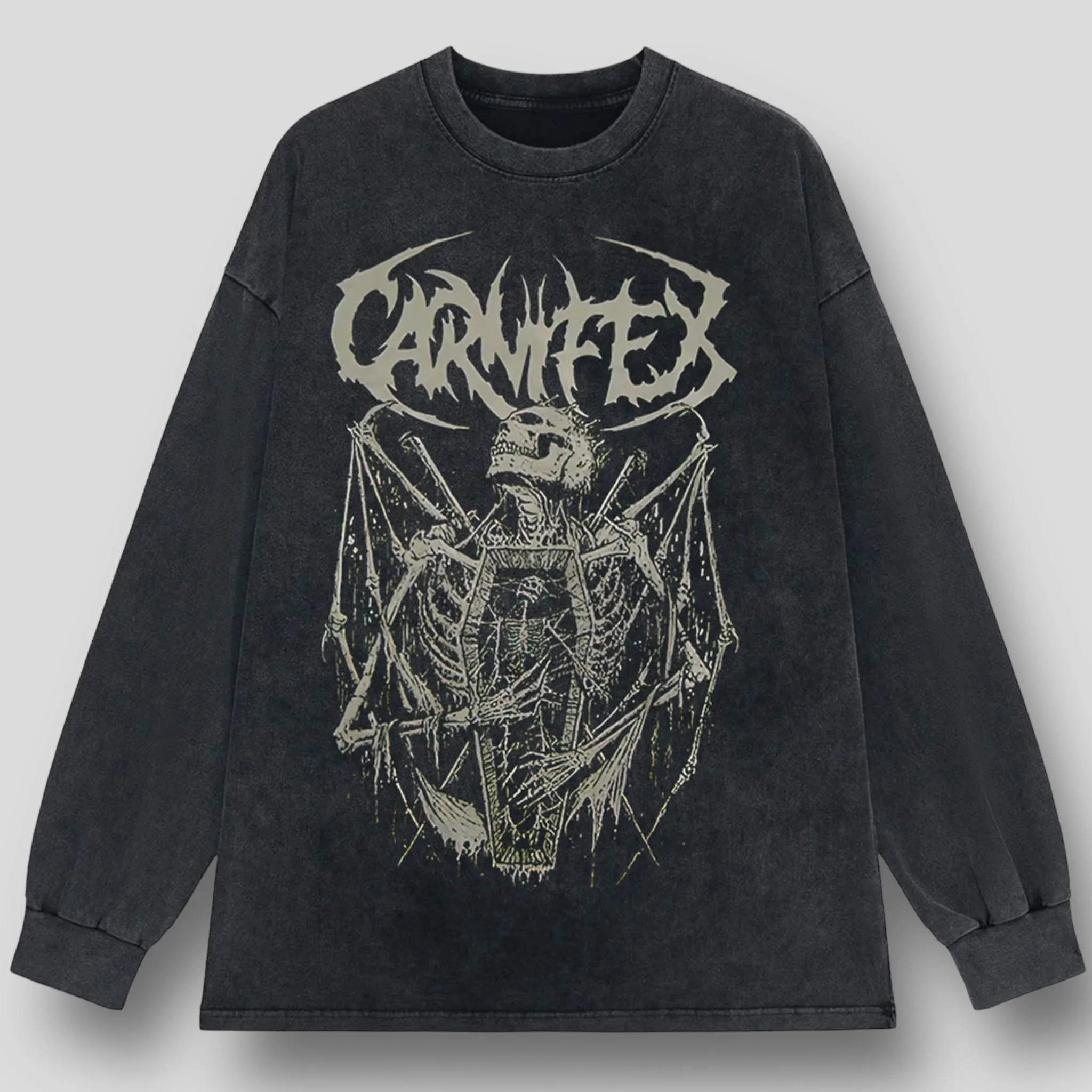 Grave Embrace: Oversized Gothic Graphic Tee